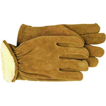 Boss 4176J Gloves, Men's, XL, Keystone Thumb, Open, Shirred Elastic Back Cuff, Cowhide Leather, Brown