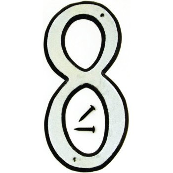 Hy-Ko 30600 Series 30608 House Number, Character: 8, 4 in H Character, Black/White Character, Plastic