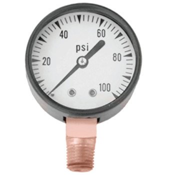 Simmons 1305 Pressure Gauge, 1/4 in Connection, MPT, 2 in Dial, Steel Gauge Case, 0 to 100 lb, Lower Connection