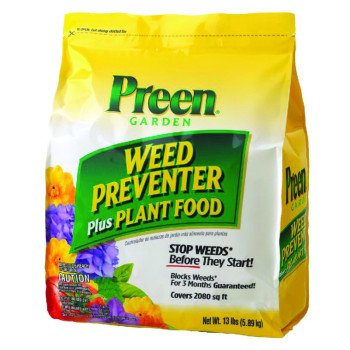 Preen 21-63905 Weed Preventer Plus Plant Food, Granular, 13 lb Bag