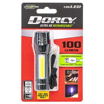 Dorcy Ultra HD Series 41-4380 Flashlight and Area Light, Lithium-Ion, Rechargeable Battery, 100 Lumens Lumens, Black