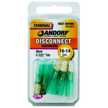 Jandorf 60863 Disconnect Terminal, 16 to 14 AWG Wire, Copper Contact, Blue, 5/PK