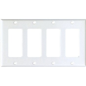 Eaton Cooper Wiring 2164W-BOX Wallplate, 4-1/2 in L, 8.19 in W, 4 -Gang, Thermoset, White, High-Gloss