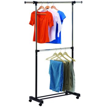 Honey-Can-Do GAR-01767 Expandable Garment Rack, 60 in W, 73 in H, Steel, Black