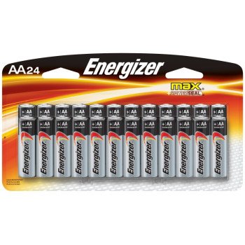 Energizer E91 E91BP-24 Battery, 1.5 V Battery, 2779 mAh, AA Battery, Alkaline, Manganese Dioxide, Zinc, Black