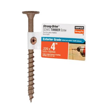 Simpson Strong-Tie Strong-Drive SDWS SDWS22400DB-RP1 Timber Screw, 4 in L, Serrated Thread, Washer Head, Steel