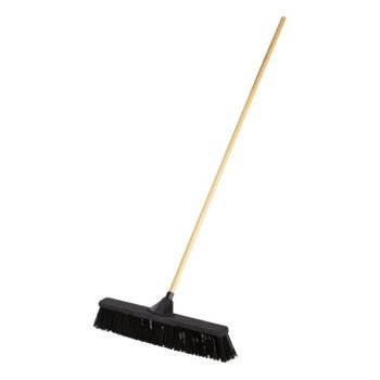 Rubbermaid 2040050 Heavy-Duty Push Broom, 25 in Sweep Face, 4 in L Trim, Synthetic Polypropylene Bristle, 62 in L