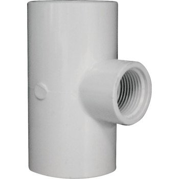 IPEX 035870 Reducing Tee, 1-1/4 x 1-1/4 x 3/4 in, Socket x Socket x FNPT, PVC, White, SCH 40 Schedule