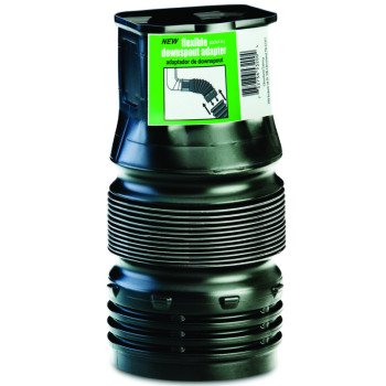 Amerimax 53202 Downspout Adapter, 4 in Connection, Plastic, Black