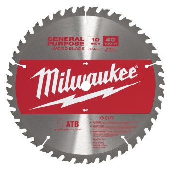 Milwaukee 48-40-4174 Circular Saw Blade, 10 in Dia, 5/8 in Arbor, 40-Teeth, Carbide Cutting Edge