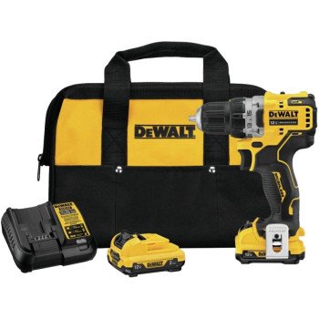 DEWALT DCD701F2 Drill Kit, Battery Included, 12 V, 2 Ah, 3/8 in Chuck, Keyless Chuck