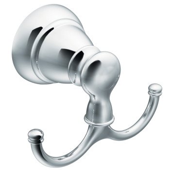 Moen Banbury Series Y2603CH Robe Hook, 2-Hook, Zamac, Chrome, Surface Mounting