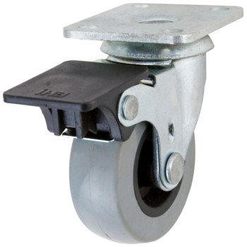 Shepherd Hardware G1 Series 3542 Swivel Caster with Brake, 2 in Dia Wheel, TPU Wheel, Gray, 88 lb