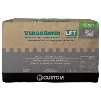 Custom VersaBond Series VBLFTMG50 Tile Mortar, Gray, Solid, 50 lb, Bag