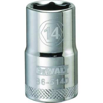 DEWALT DWMT86514OSP Drive Socket, 14 mm Socket, 1/2 in Drive, 6-Point, Vanadium Steel, Polished Chrome