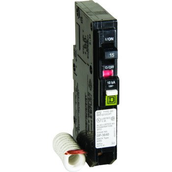 Square D QO QO115CAFIC Circuit Breaker, AFCI, 15 A, 1 -Pole, 120 V, Fixed Trip, Plug Mounting