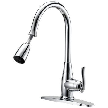 Boston Harbor FP4A0000CP Kitchen Faucet, 1.8 gpm, 1-Faucet Handle, 1, 3-Faucet Hole, Brass/Plastic/Zinc, Chrome Plated