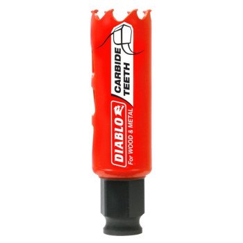 Diablo DHS1000CT GP Hole Saw, 1 in Dia, 2-3/8 in D Cutting, 3/8 in Arbor, Carbide Cutting Edge