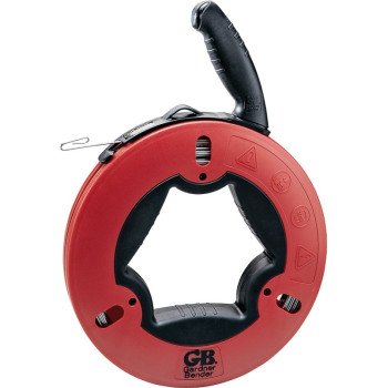 Gardner Bender UpperHand Series FTS-125R Fish Tape, 1/8 in Tape, 125 ft L Tape, Carbon Steel Tape, Red Case