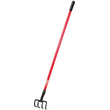 BULLY Tools 92334 Cultivating Fork, 5-1/2 in W, 54-1/2 in L, 4-5/8 in L Tine, 4 -Tine, Fiberglass Handle