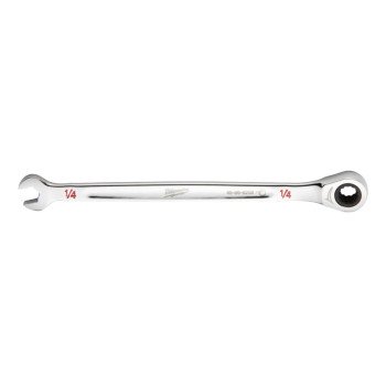 Milwaukee 45-96-9208 Ratcheting Combination Wrench, SAE, 1/4 in Head, 5.28 in L, 12-Point, Steel, Chrome