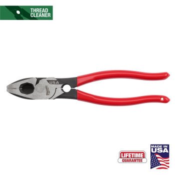 Milwaukee MT500T Lineman's Pliers with Thread Cleaner, 9.22 in OAL, 1.39 in Jaw Opening, Red Handle