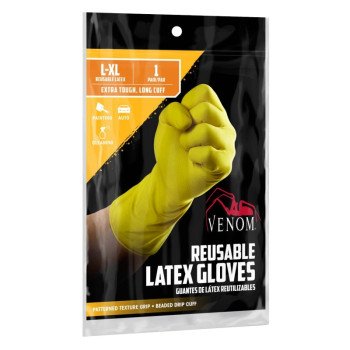 Venom Steel VEN9125 Reusable Gloves, L/XL, 9 in L, Latex, Green