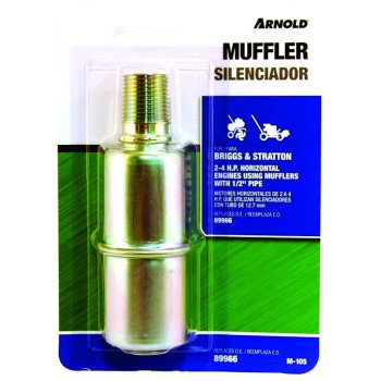 Arnold M-105 Small Engine Muffler, 1/2 in Inlet, For: 2 to 4 hp Briggs & Stratton, Tecumseh and Clinton Engines