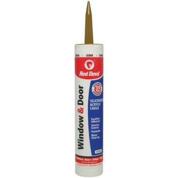 Red Devil 084630 Siliconized Acrylic Caulk, Cedar, -20 to 180 deg F, 10.1 fl-oz Cartridge