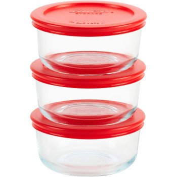 Pyrex 1085657 6-Piece Food Container Set, Glass/Plastic