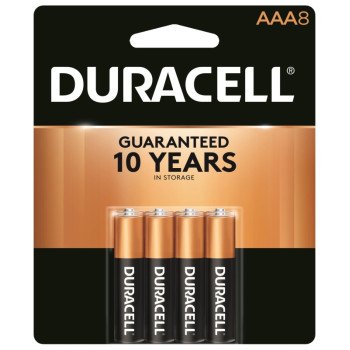 Duracell MN2400B8Z Battery, 1.5 V Battery, 1.15 Ah, AAA Battery, Alkaline, Manganese Dioxide