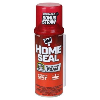 DAP Home Seal 7565000082 Foam Sealant, Off-White, 4 hr Functional Cure, 30 to 120 deg F, 12 oz Aerosol Can