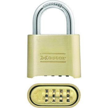 Master Lock 175DWD Padlock, 5/16 in Dia Shackle, 1 in H Shackle, Steel Shackle, Brass Body, Brass, 2 in W Body