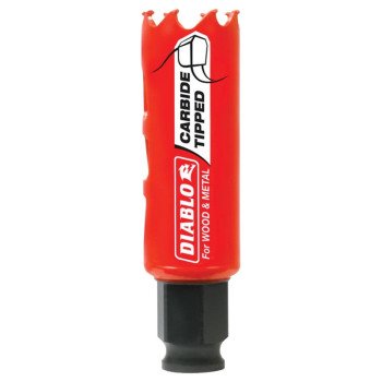 Diablo DHS1000CT GP Hole Saw, 1 in Dia, 2-3/8 in D Cutting, 3/8 in Arbor, Carbide Cutting Edge