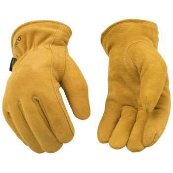 Kinco 903HK-L Driver Gloves, Men's, L, Keystone Thumb, Easy-On Cuff, Deerskin Leather, Gold