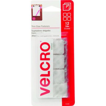 VELCRO Brand 91330 Fastener, 7/8 in W, 7/8 in L, Clear