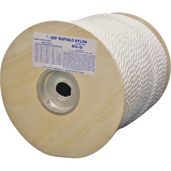 T.W. Evans Cordage 85-060 Rope, 5/16 in Dia, 600 ft L, 280 lb Working Load, Nylon, White