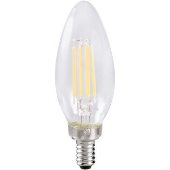 Sylvania 40794 Natural LED Bulb, Decorative, B10 Blunt Tip Lamp, 40 W Equivalent, E12 Lamp Base, Dimmable, Clear