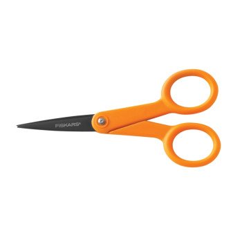 Fiskars 99947097J Non-Stick Scissor, 4.9 in OAL, 1-13/16 in L Cut, Stainless Steel Blade, Double Loop Handle