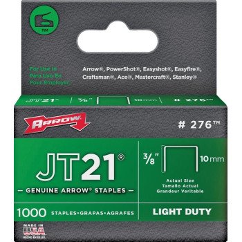 Arrow JT21 Series 276 Staple, 7/16 in W Crown, 3/8 in L Leg