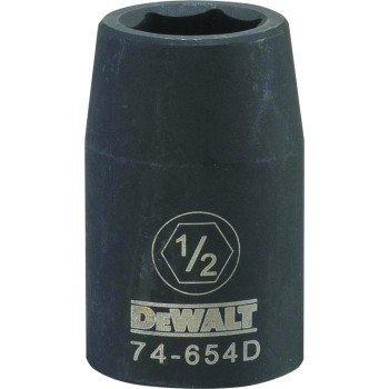 DeWALT DWMT74654OSP Impact Socket, 1/2 in Socket, 1/2 in Drive, 6-Point, CR-440 Steel, Black Oxide