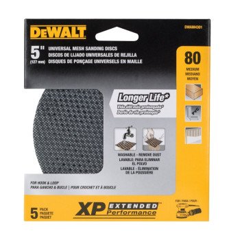 DEWALT DWAM4301 Sanding Disc, 5 in Dia, 80 Grit, Medium, Silicone Carbide Abrasive