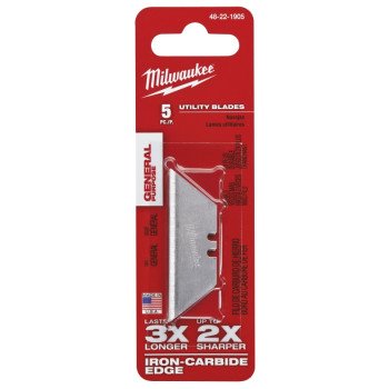 Milwaukee 48-22-1905 Utility Blade, 2-3/8 in L, Carbide Steel, 2-Point, 5/PK