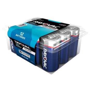 Rayovac 813-12PPK Battery, 1.5 V Battery, 17,500 mAh, D Battery, Alkaline