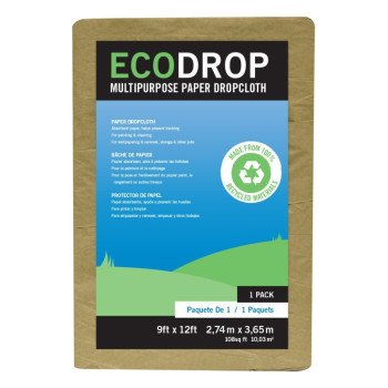 Trimaco ECODROP 02101 Drop Cloth, 12 ft L, 9 ft W, Paper, Tan