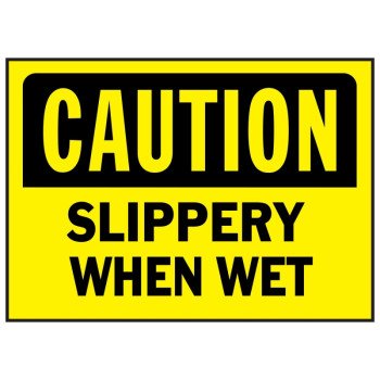 Hy-Ko 566 Caution Sign, Rectangular, SLIPPERY WHEN WET, Black Legend, Yellow Background, Polyethylene