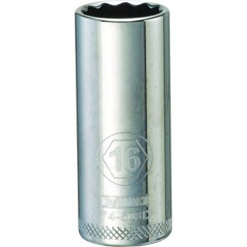 DEWALT DWMT74508OSP Drive Socket, 16 mm Socket, 3/8 in Drive, 12-Point, Vanadium Steel, Polished Chrome