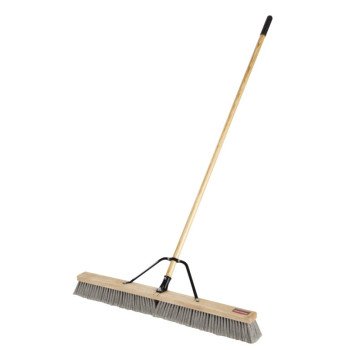 Rubbermaid 2040049 Heavy-Duty Push Broom, 37 in Sweep Face, 3 in L Trim, Synthetic Polyethylene Bristle, 62 in L