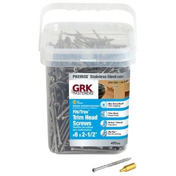 GRK Fasteners 61730 Finishing Screw, #8 Thread, 2-1/2 in L, W-Cut Thread, Trim Head, Star Drive, 305 Stainless Steel