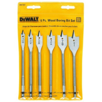 DEWALT DW1587 Spade Bit Set, Heavy-Duty, 6-Piece, Carbon Steel